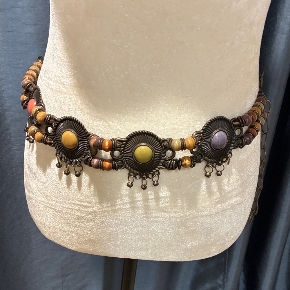 Bohemian Beaded Belt with Colorful Accents